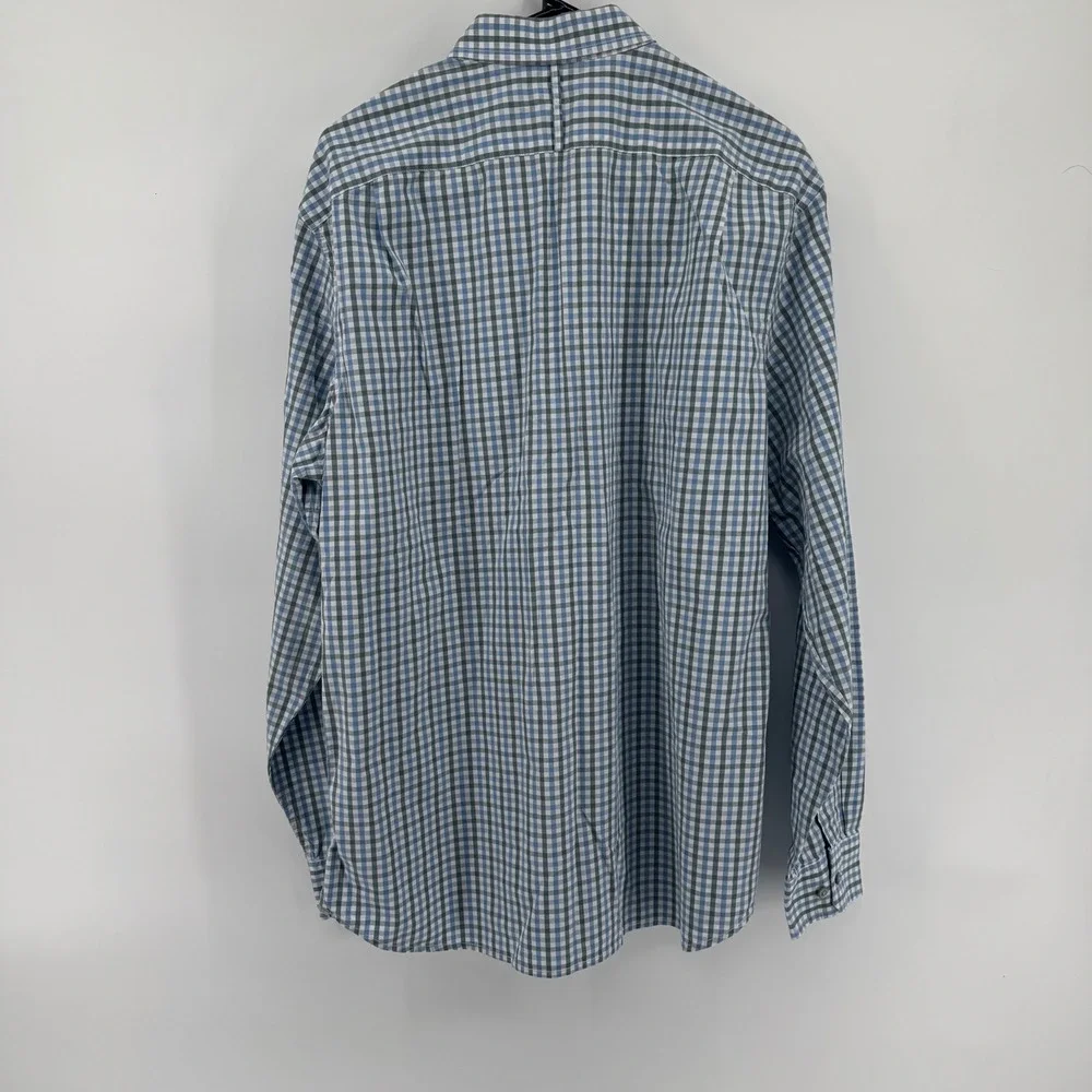 Banana Republic Mens Gingham Check Long Sleeve Button Up Shirt Size L Blue/Green